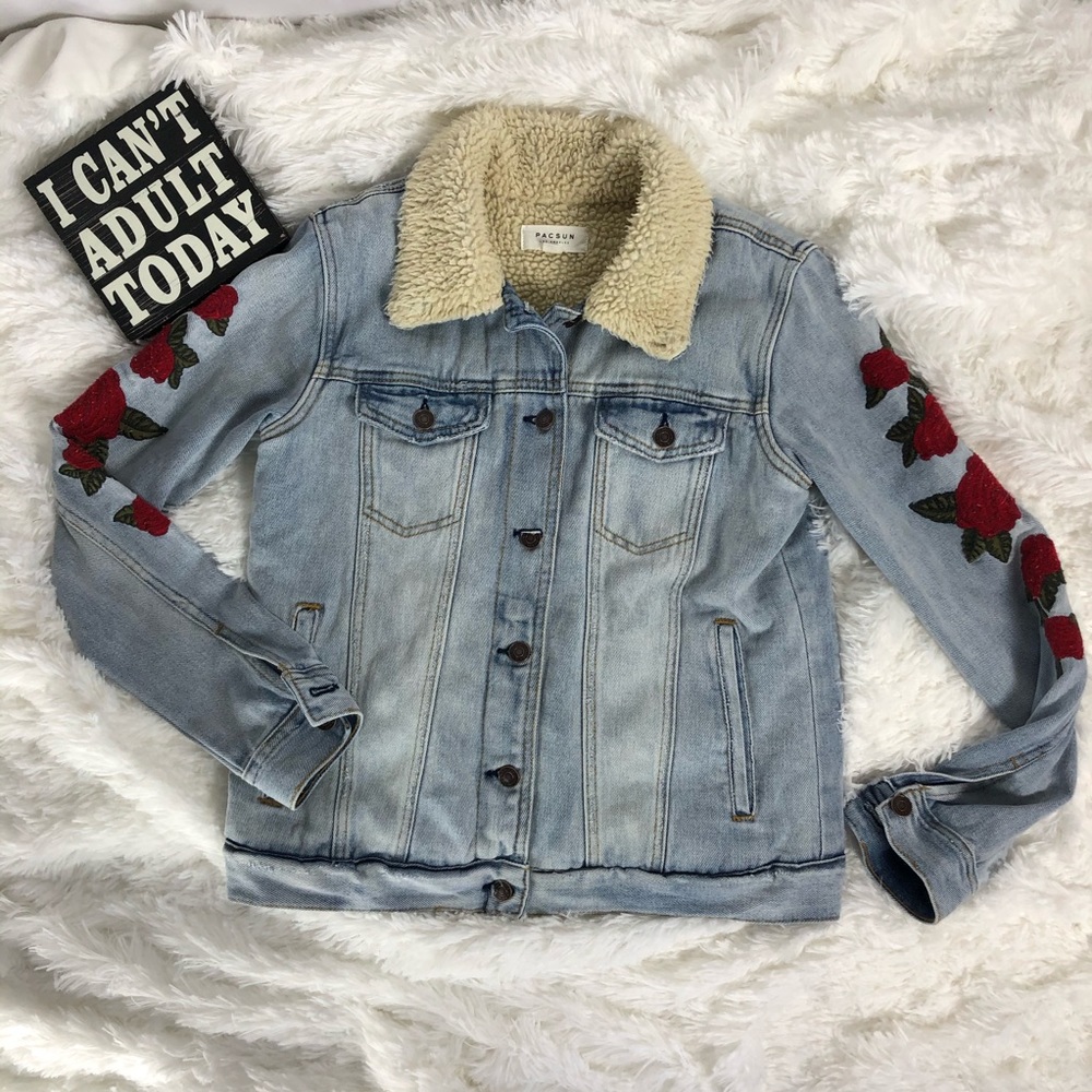 PacSun Jean jacket with Rose accents